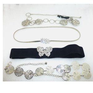 Vintage belt lot rhinestone butterfly buckle boho circle links